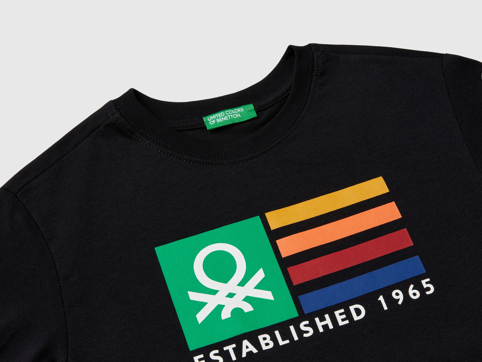 T-shirt manica lunga 100% cotone bio da bambino nero 3 | Benetton Outlet