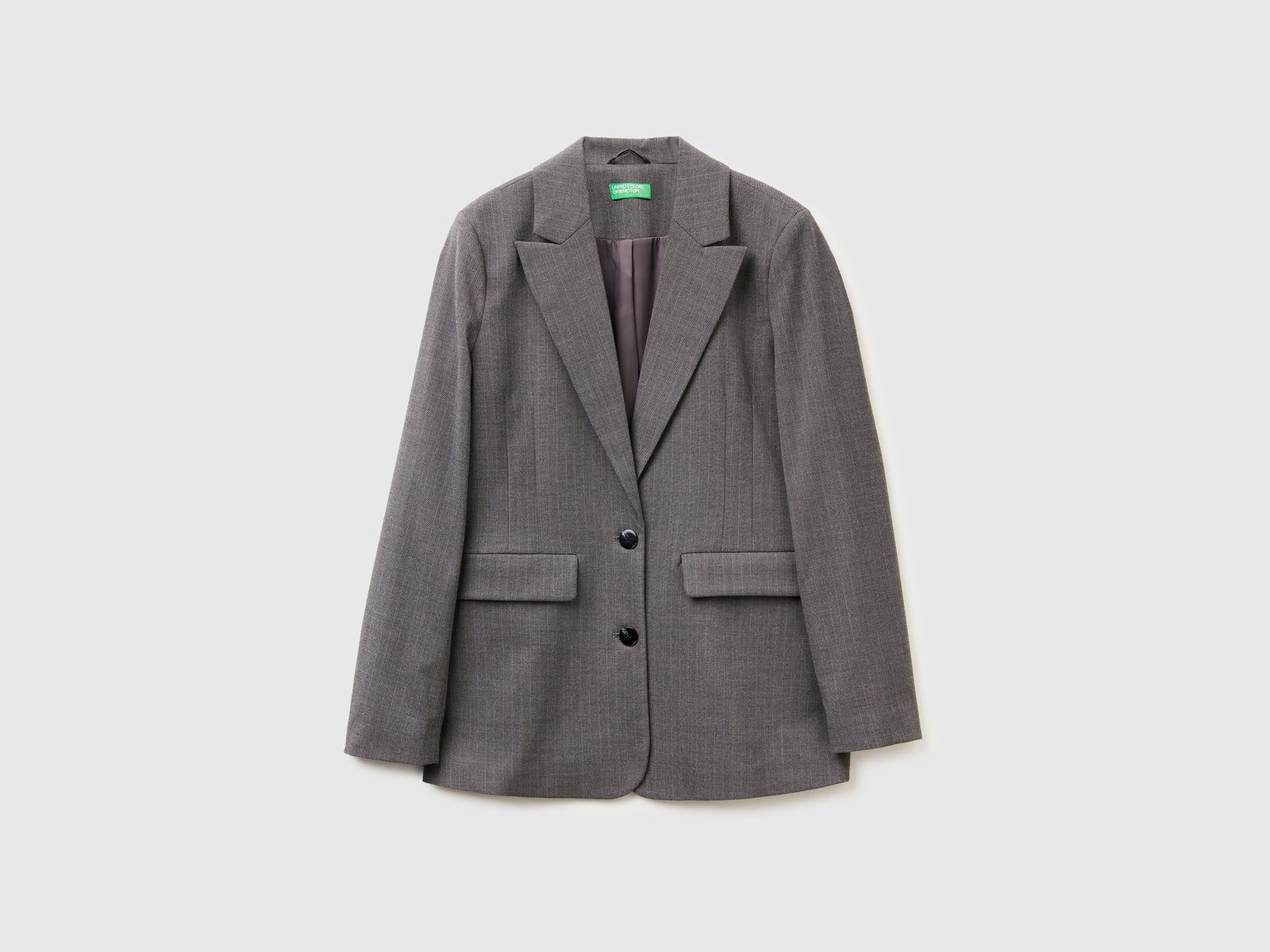 Blazer gessato in misto viscosa da donna grigio scuro | Benetton Outlet