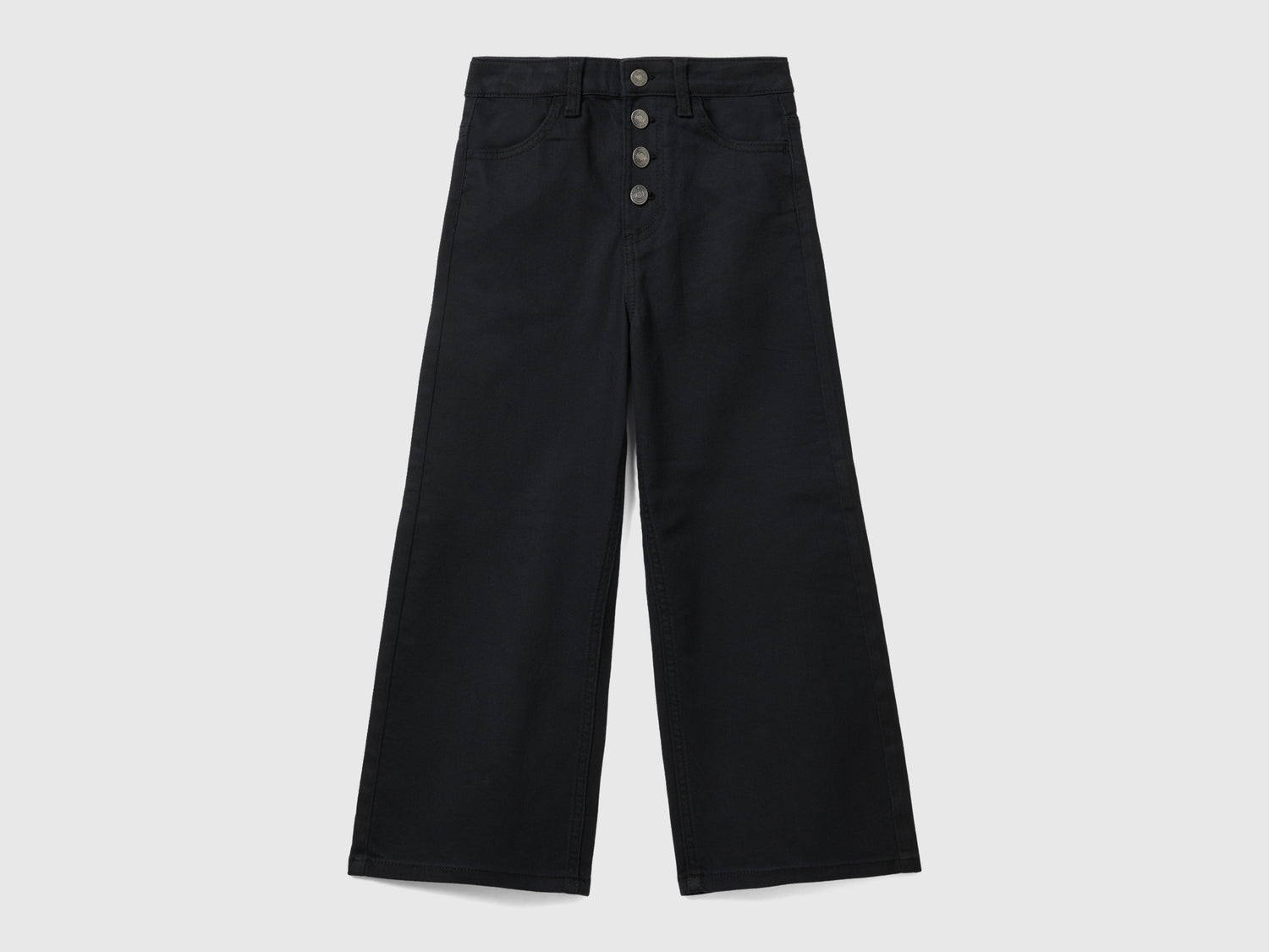 Pantaloni wide fit a vita alta da bambina nero | Benetton Outlet