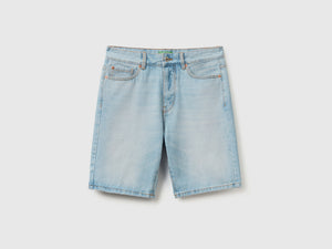 Shorts cinque tasche in denim di puro cotone con aspetto leggermente vissuto