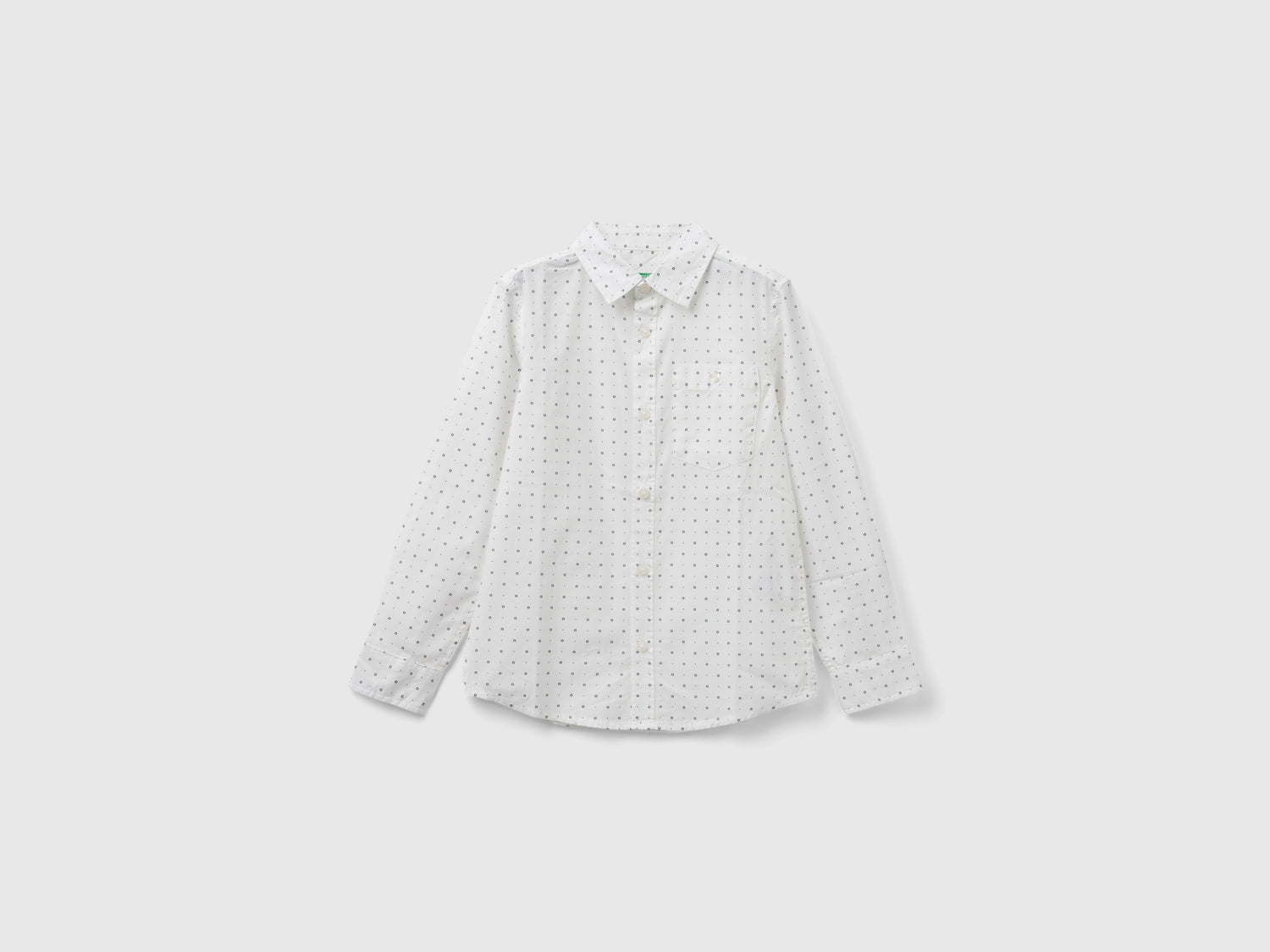 Camicia micro fantasia da bambino bianco | Benetton Outlet