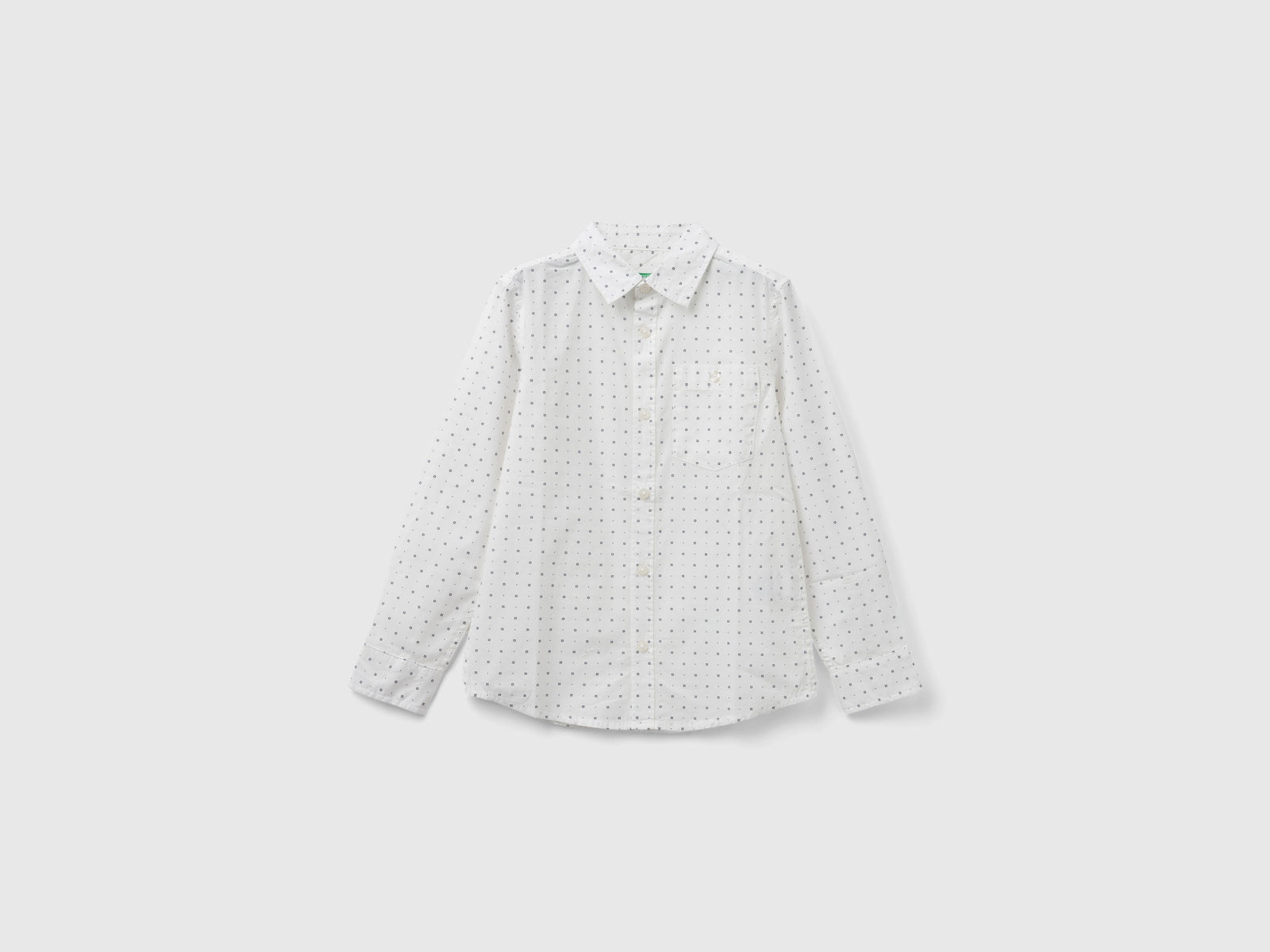 Camicia micro fantasia da bambino bianco | Benetton Outlet