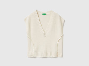 Gilet con scollo a V in misto lana
