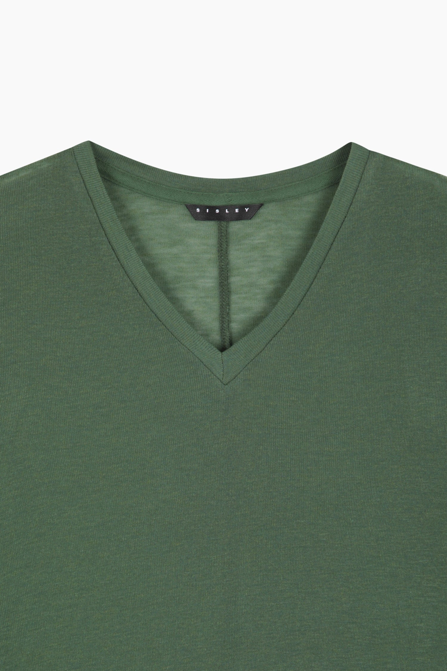 T-shirt scollo a V aderente da donna verde scuro 3 | Sisley Outlet