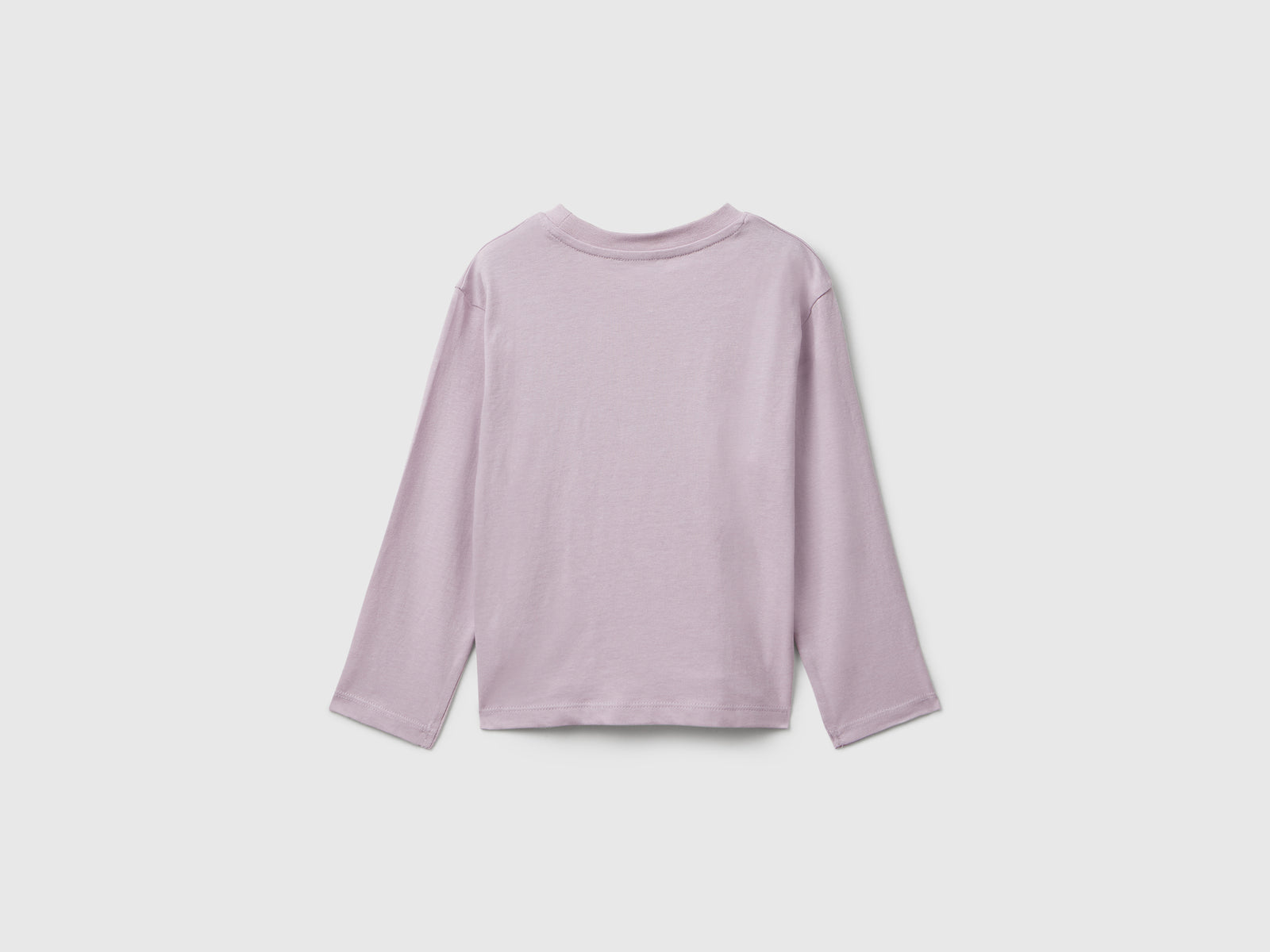 Maglietta in cotone con stampa glitter da bimba lavanda 2 | Benetton Outlet