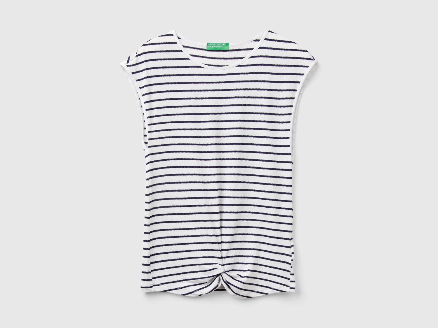 T-shirt a righe con nodo da donna blu scuro | Benetton Outlet