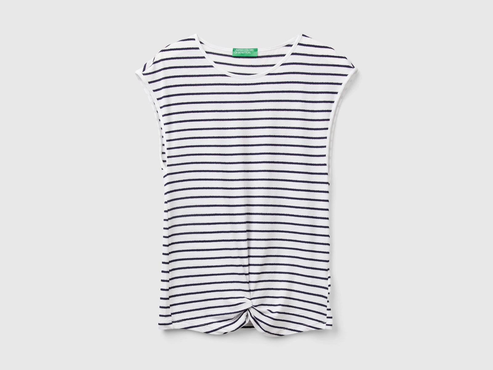 T-shirt a righe con nodo da donna blu scuro | Benetton Outlet