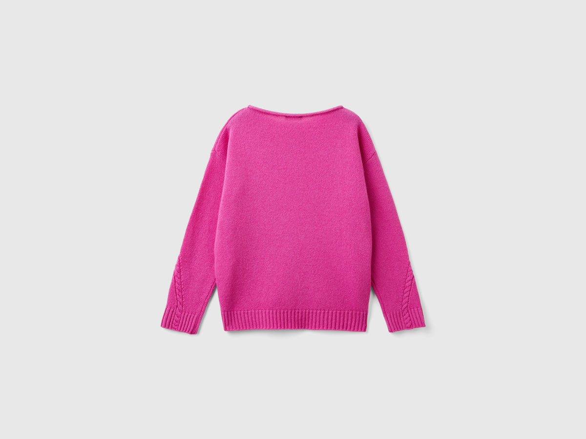 Maglia con trecce in misto lana