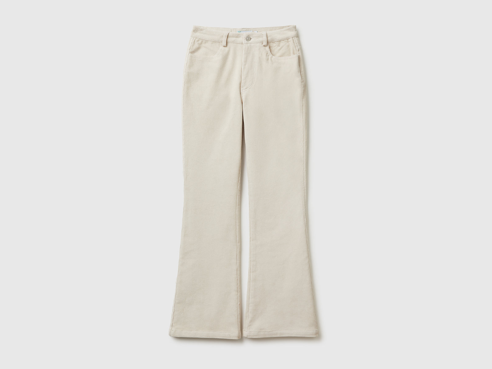 Pantaloni bootcut in velluto da donna bianco panna | Benetton Outlet
