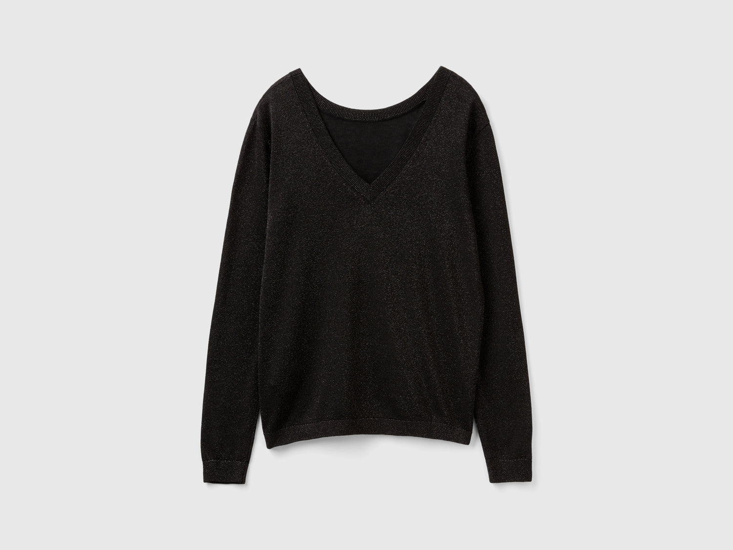 Maglia in misto viscosa con lurex da donna nero | Benetton Outlet
