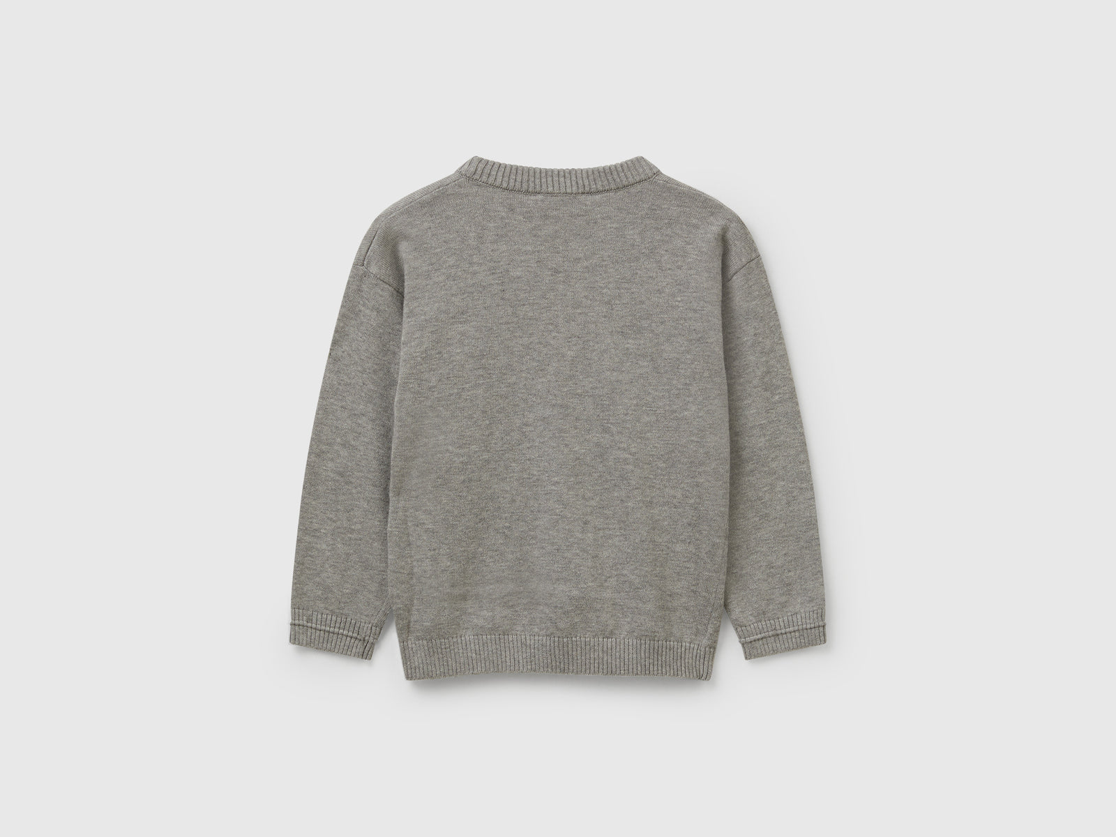 Maglioncino in puro cotone con logo da bimbo grigio chiaro 2 | Benetton Outlet