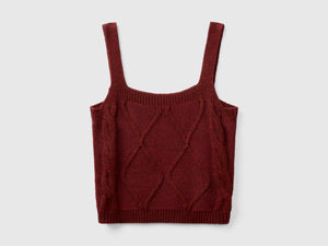 Crop top in maglia con trecce e losanghe