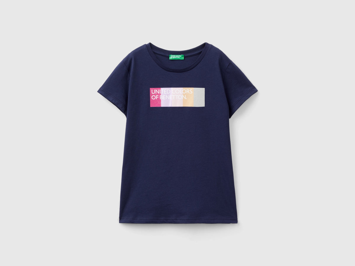 T-shirt con logo glitter in cotone bio