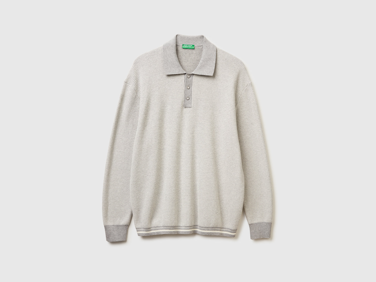 Polo in maglia 100% cotone da uomo grigio chiaro | Benetton Outlet