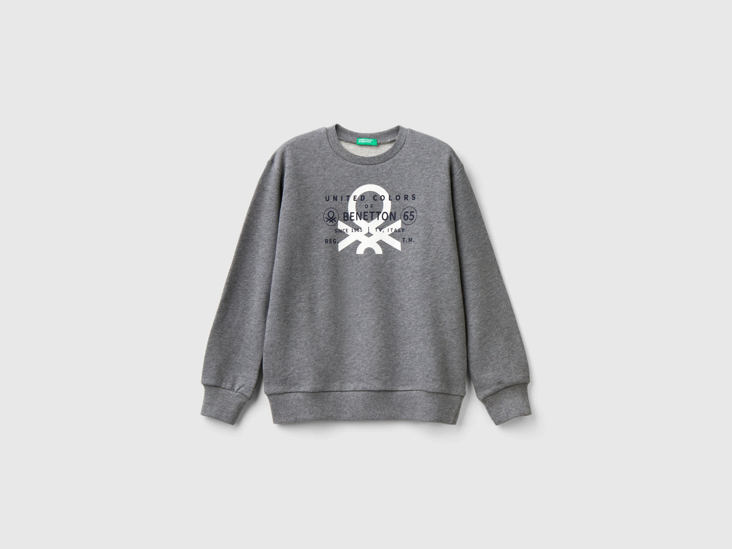 Felpa con stampa logo da bambino grigio scuro | Benetton Outlet