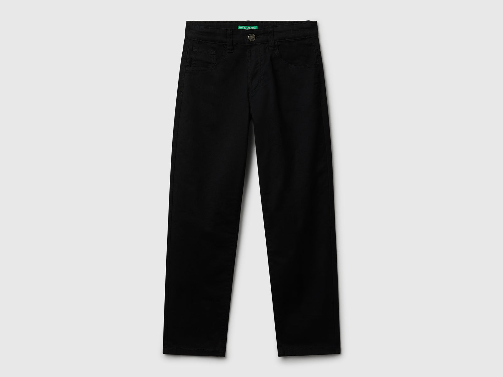 Pantaloni in cotone stretch da bambino nero | Benetton Outlet