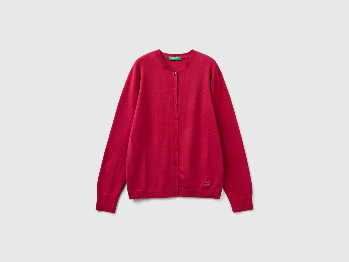 Cardigan girocollo in misto cotone