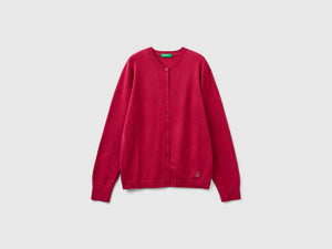 Cardigan girocollo in misto cotone