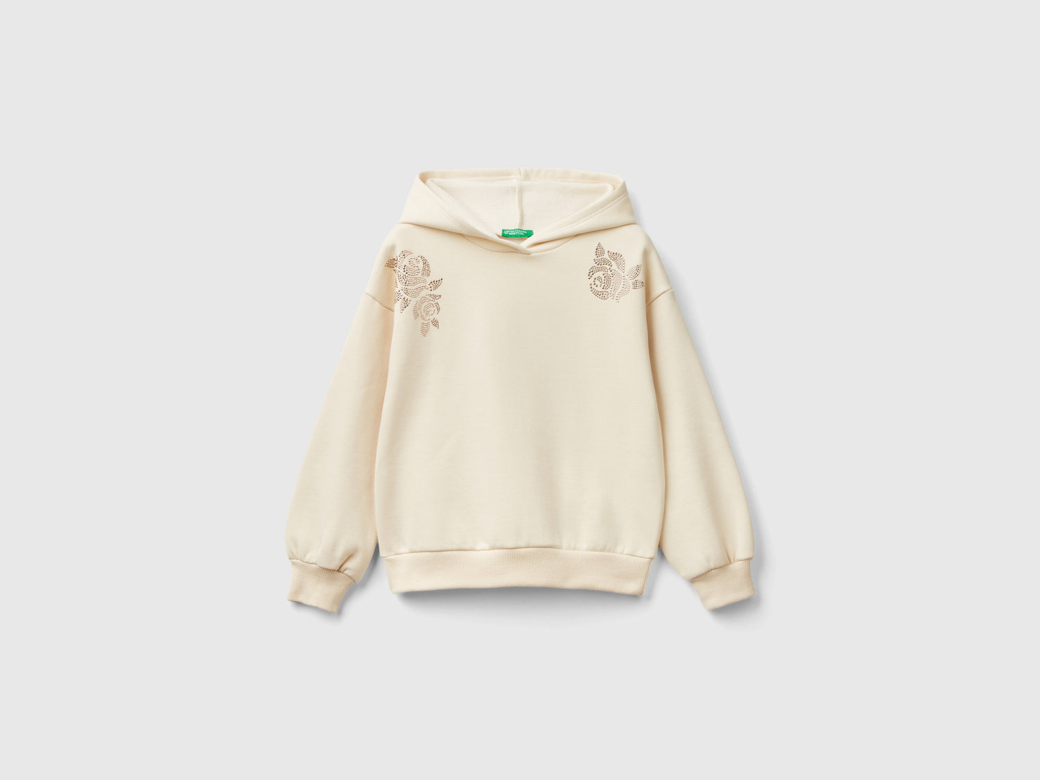 Felpa con borchiette da bambina bianco panna | Benetton Outlet