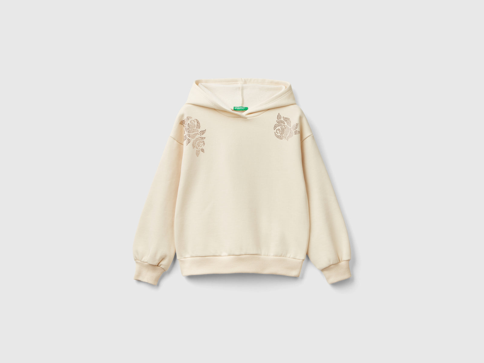 Felpa con borchiette da bambina bianco panna | Benetton Outlet