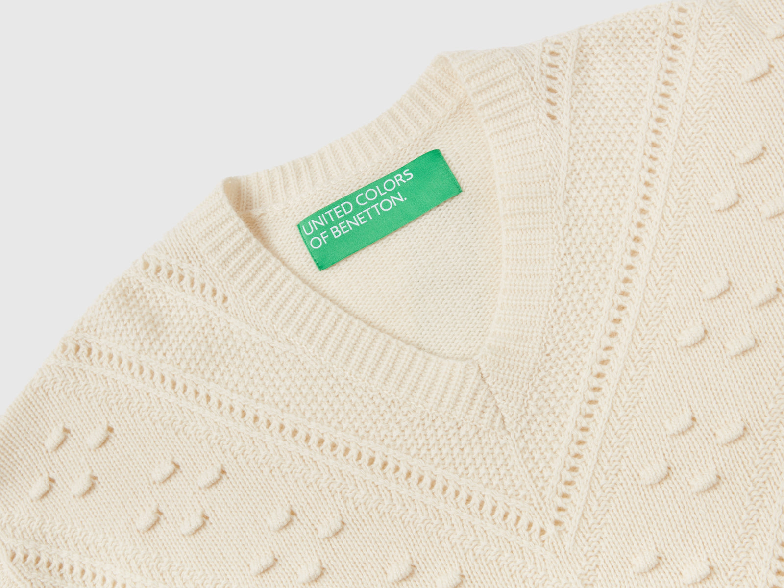 Maglia lavorata boxy fit da donna bianco panna 3 | Benetton Outlet