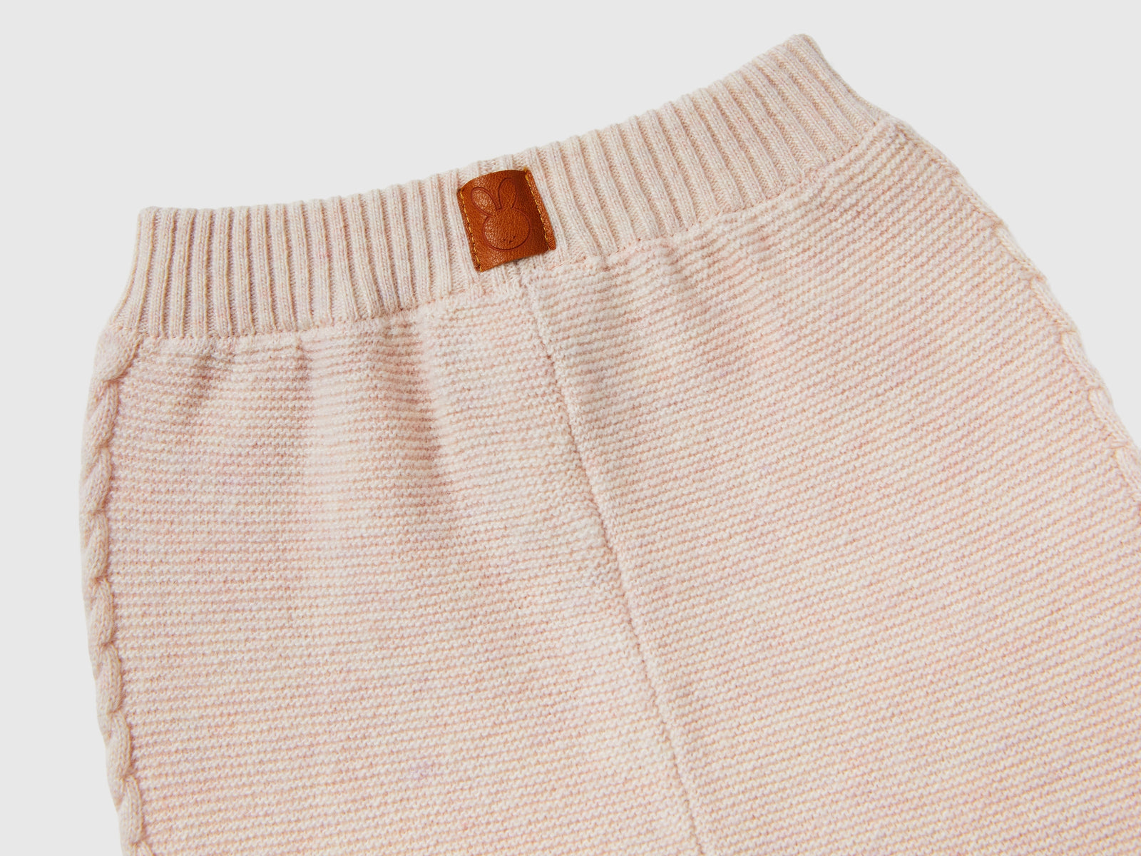 Pantaloni con trecce in misto lana riciclata da neonato rosa tenue 3 | Benetton Outlet