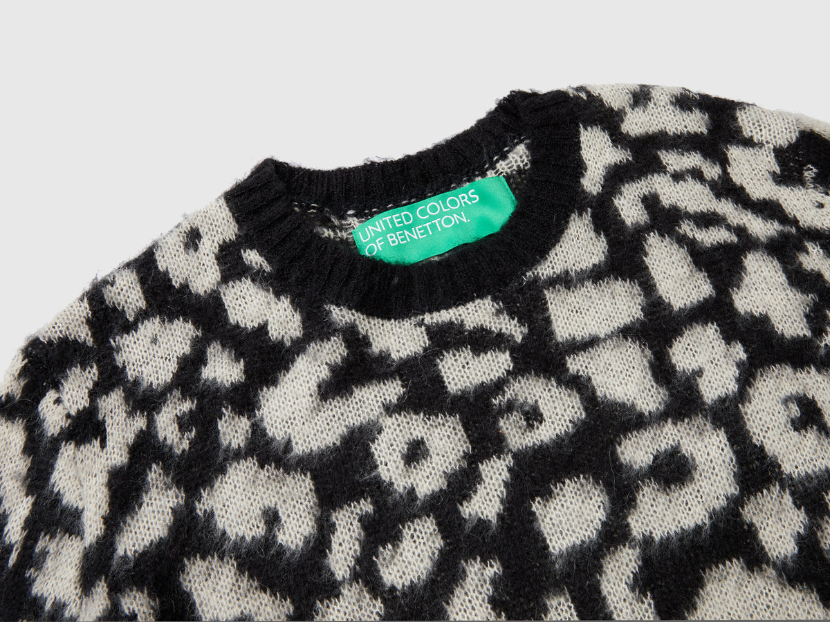 Maglione animalier in misto mohair