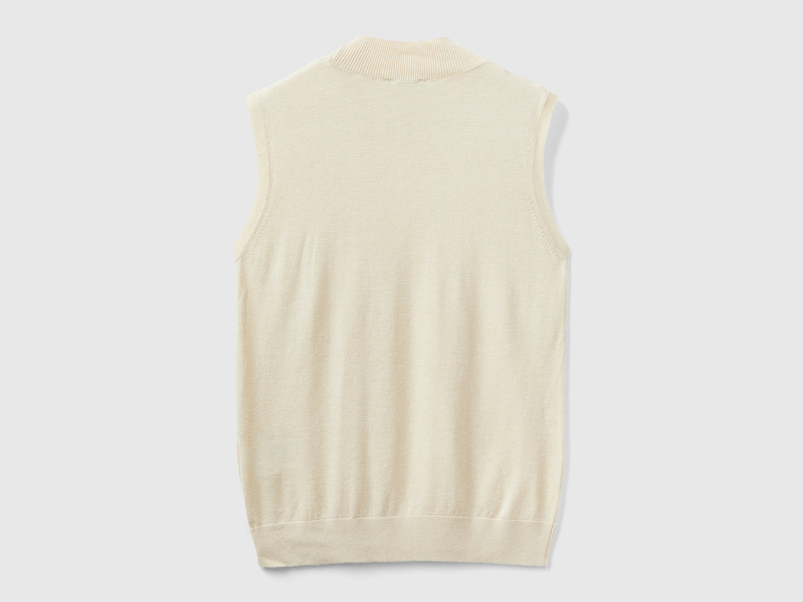 Maglia smanicata in misto viscosa da donna beige 2 | Benetton Outlet