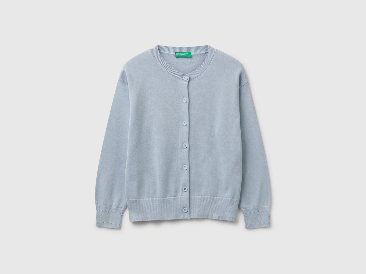 Cardigan girocollo in puro cotone