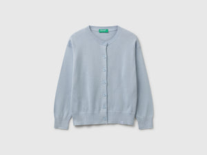 Cardigan girocollo in puro cotone