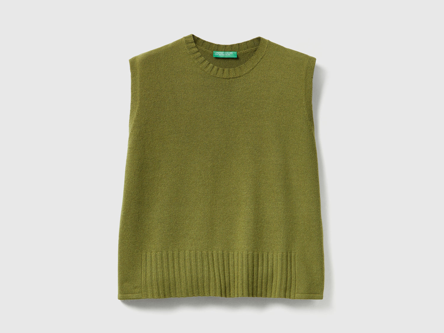 Gilet in misto lana e viscosa da donna verde militare | Benetton Outlet