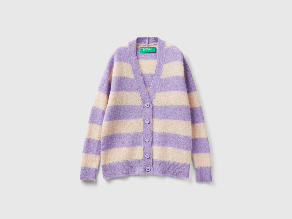 Cardigan a righe in misto alpaca