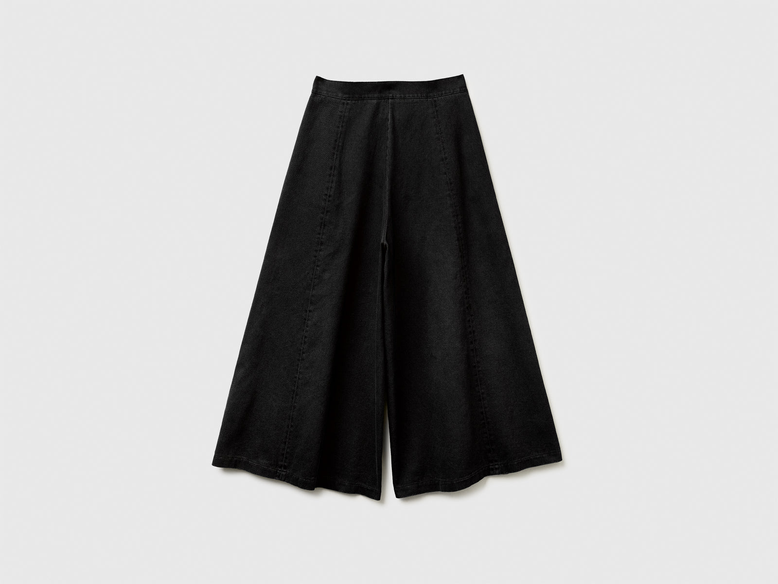 Pantaloni ampi 3/4 in cotone da donna nero 2 | Benetton Outlet