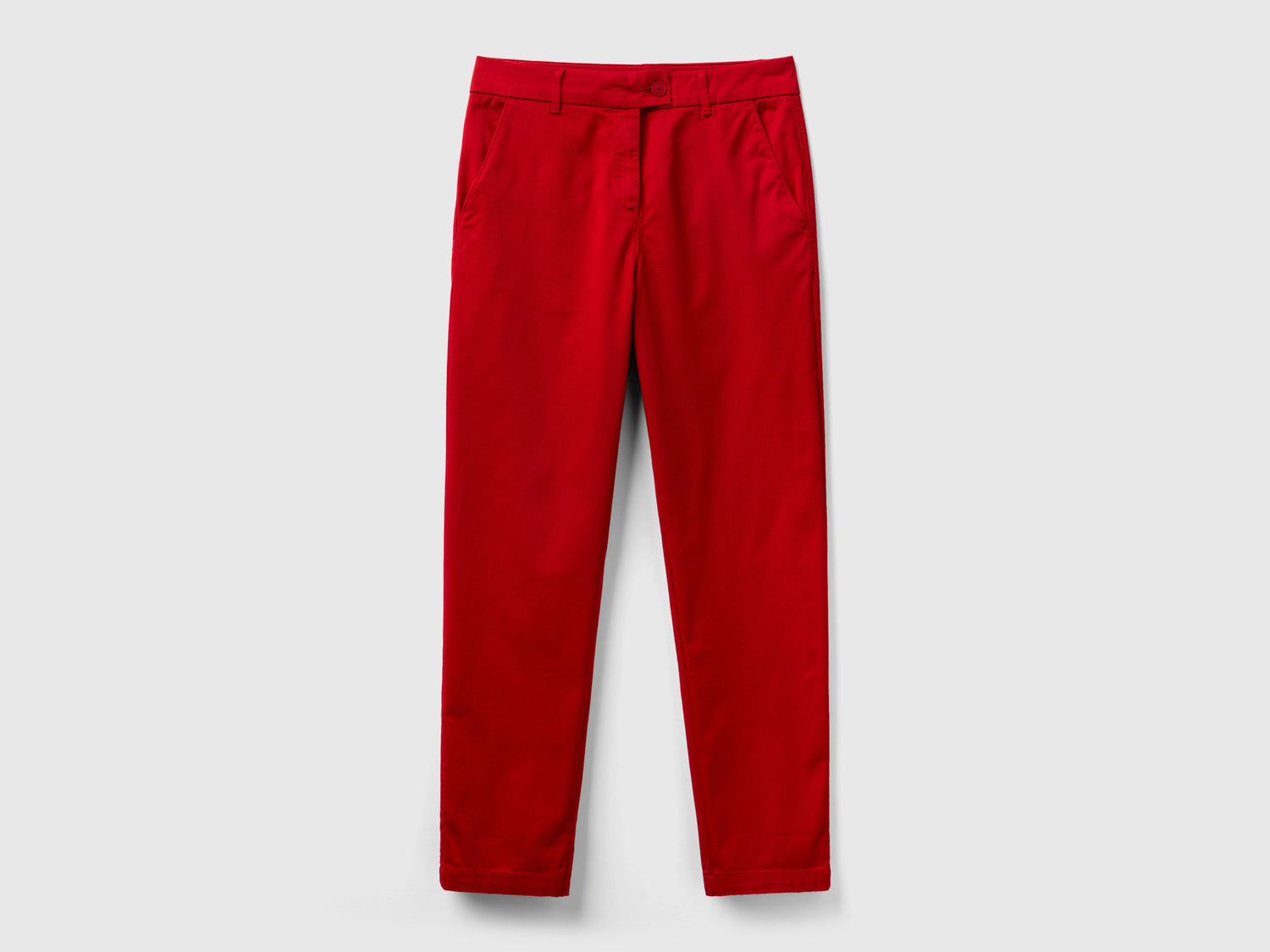 Pantaloni chino in cotone stretch da donna rosso | Benetton Outlet