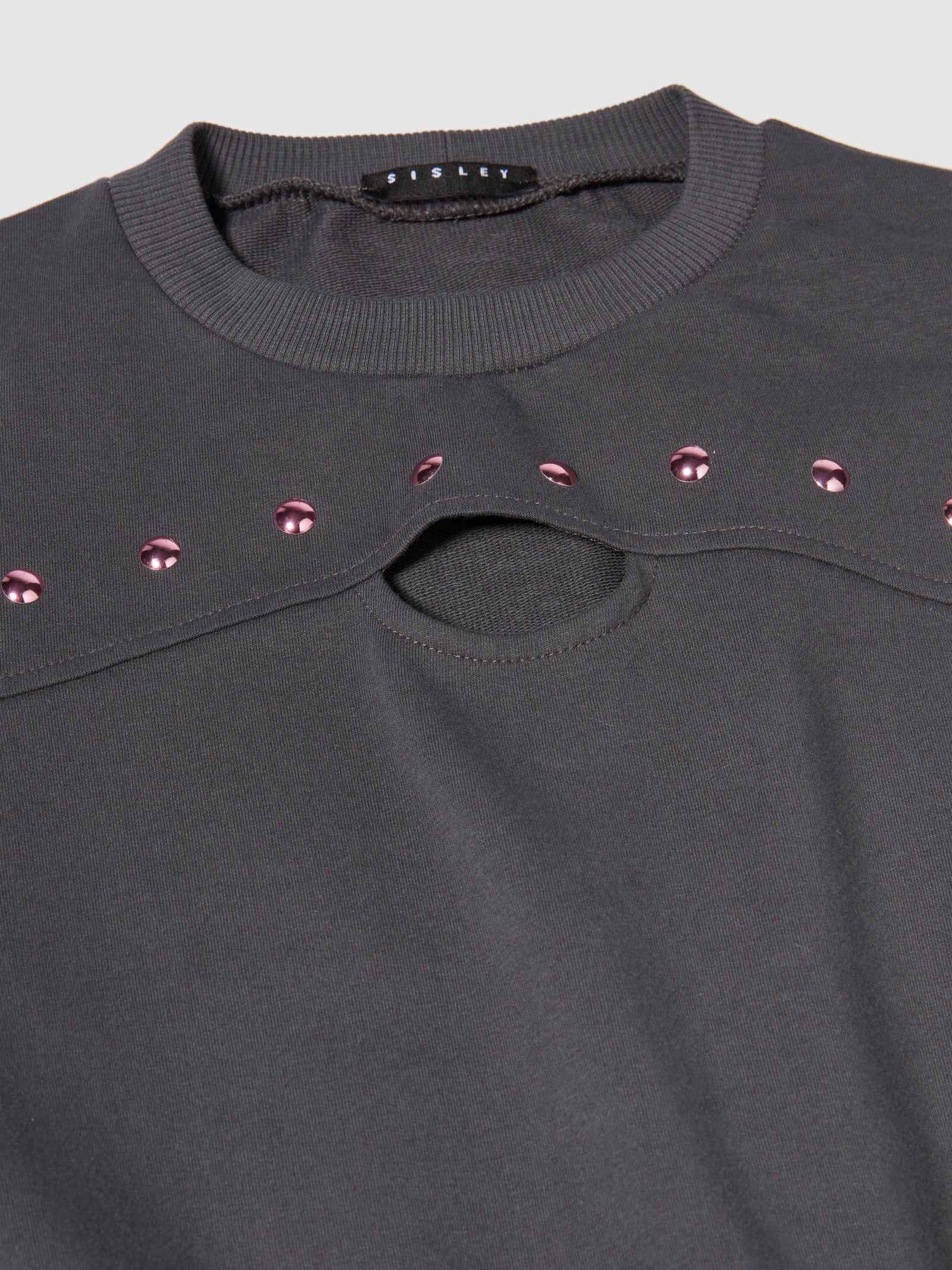 Felpa cropped con borchie da bambina grigio 2 | Sisley young Outlet