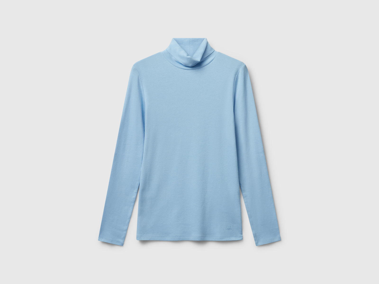 T-shirt a manica lunga con collo alto da donna azzurro | Benetton Outlet