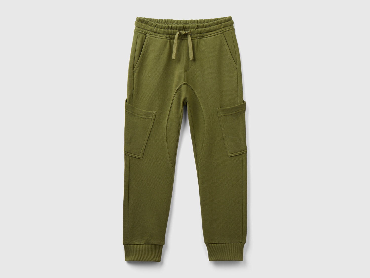 Pantaloni cargo in felpa da bambino verde militare | Benetton Outlet