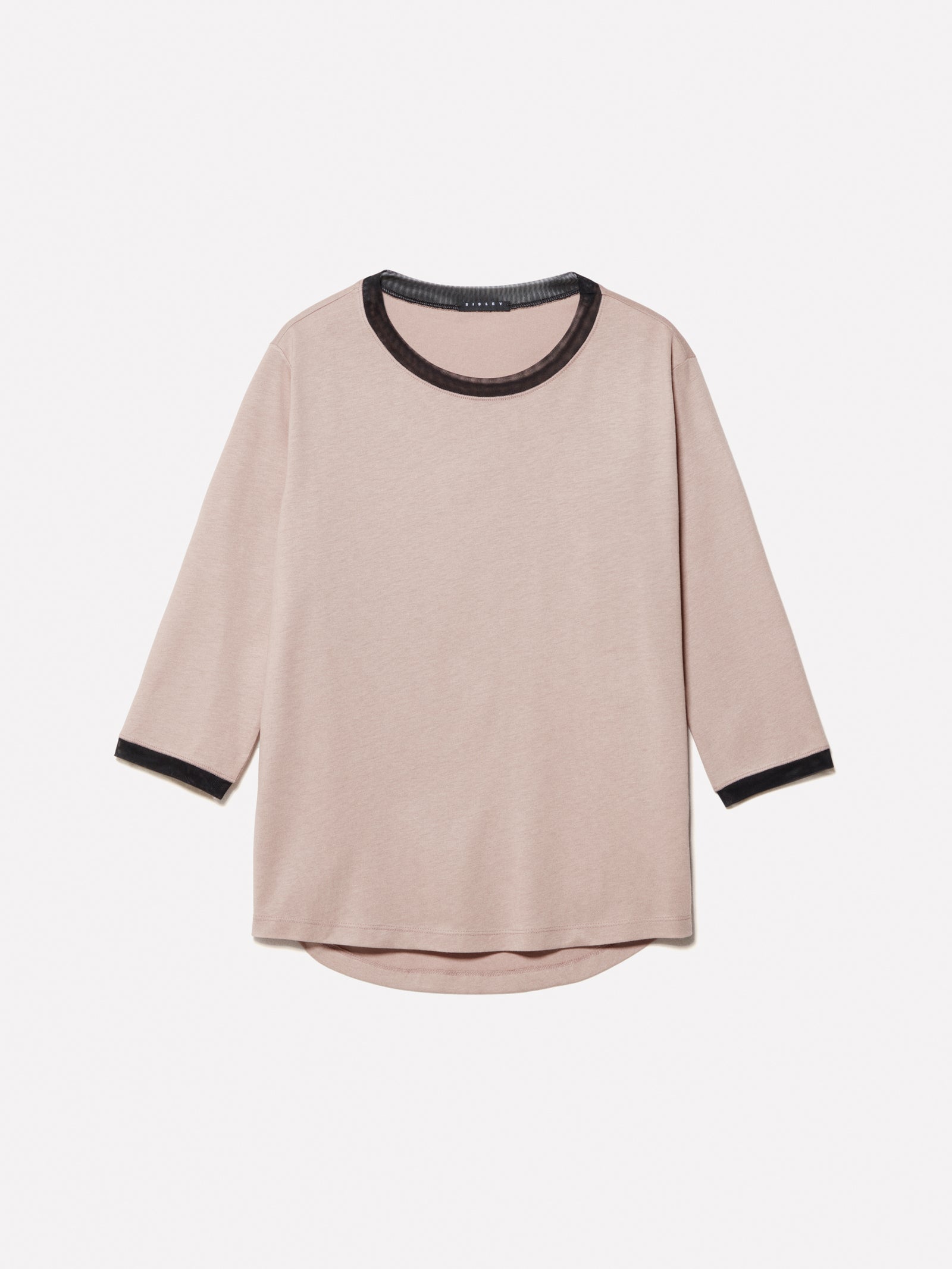 T-shirt nude con inserti in tulle da donna rosa carne | Sisley Outlet