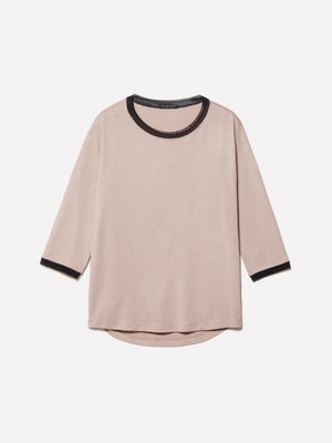 T-shirt nude con inserti in tulle