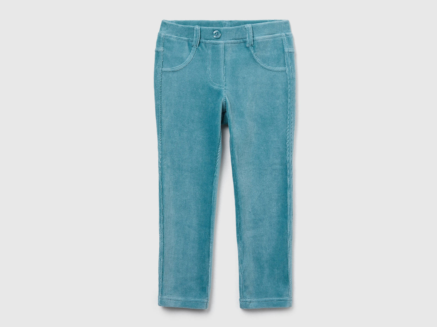 Pantaloni in ciniglia a costine da bimba celeste | Benetton Outlet