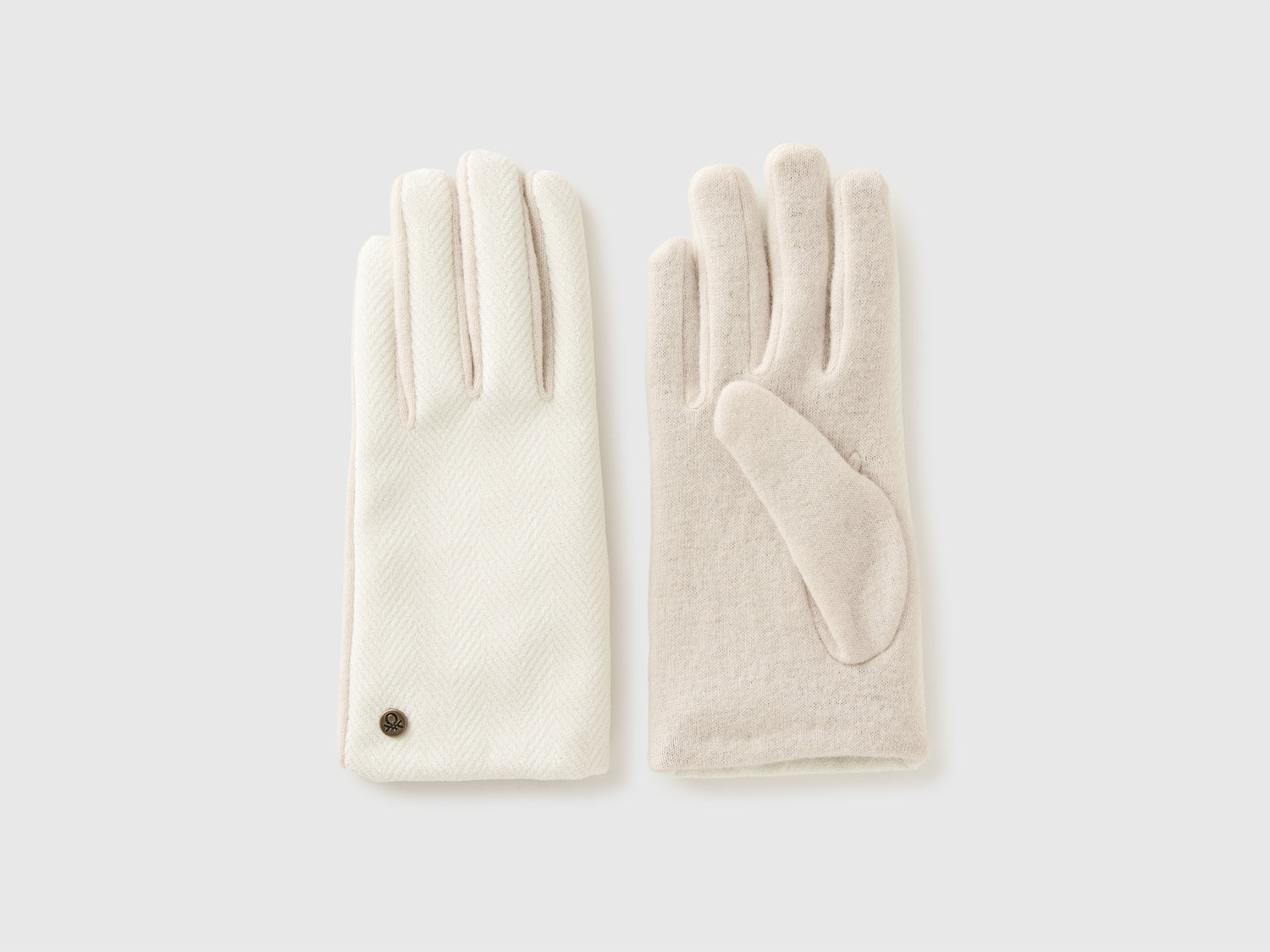 Guanti con trama a spina da donna bianco panna | Benetton Outlet