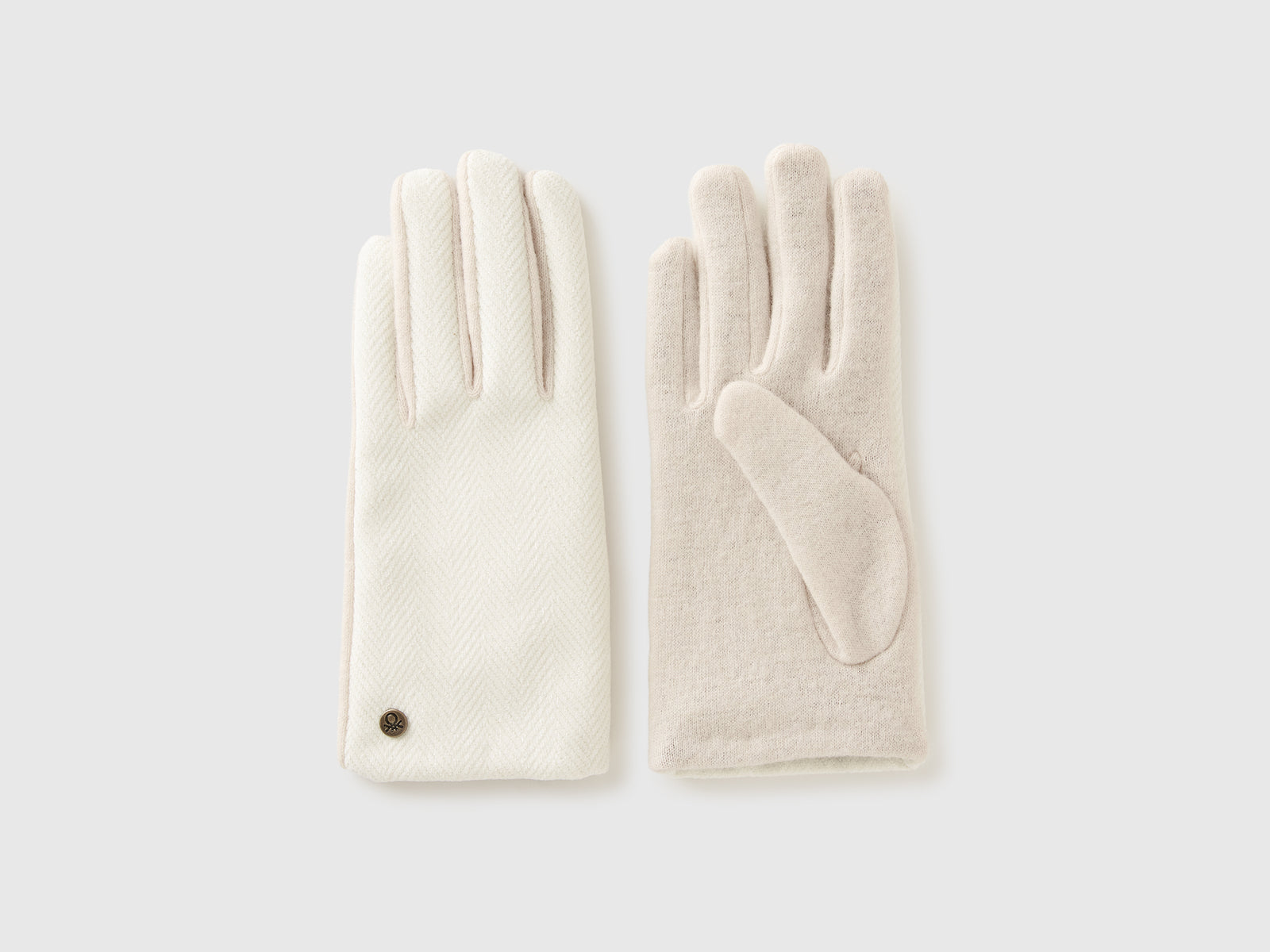 Guanti con trama a spina da donna bianco panna | Benetton Outlet