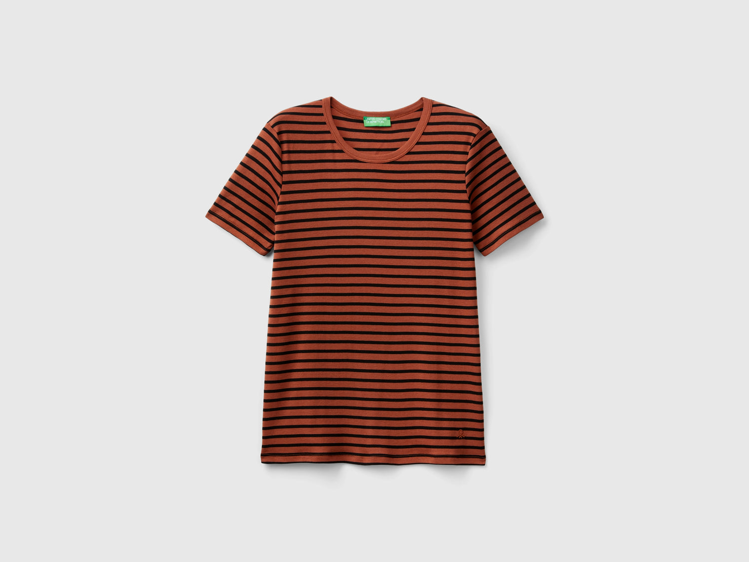 T-shirt girocollo a righe da donna marrone | Benetton Outlet