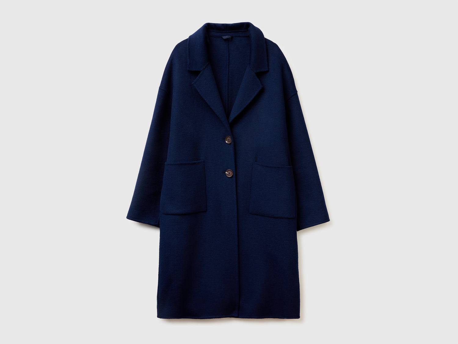 Cappotto midi in misto lana da donna blu scuro | Benetton Outlet
