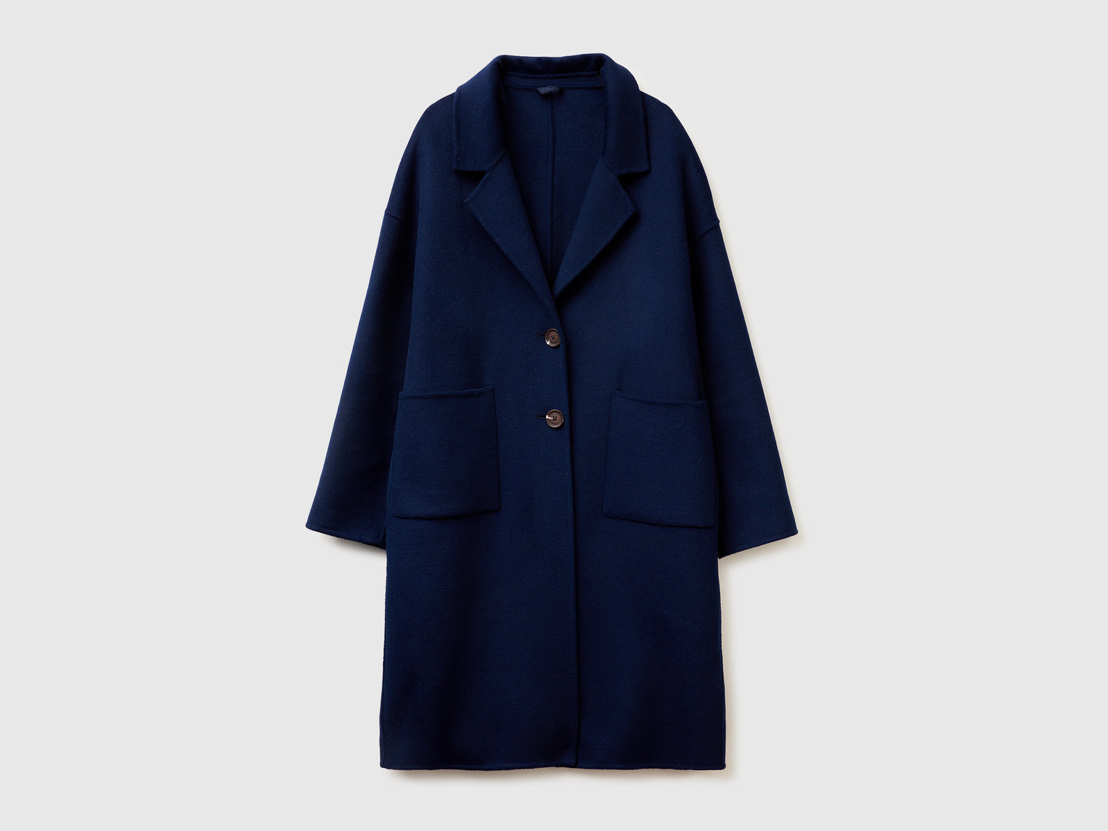 Cappotto midi in misto lana da donna blu scuro | Benetton Outlet