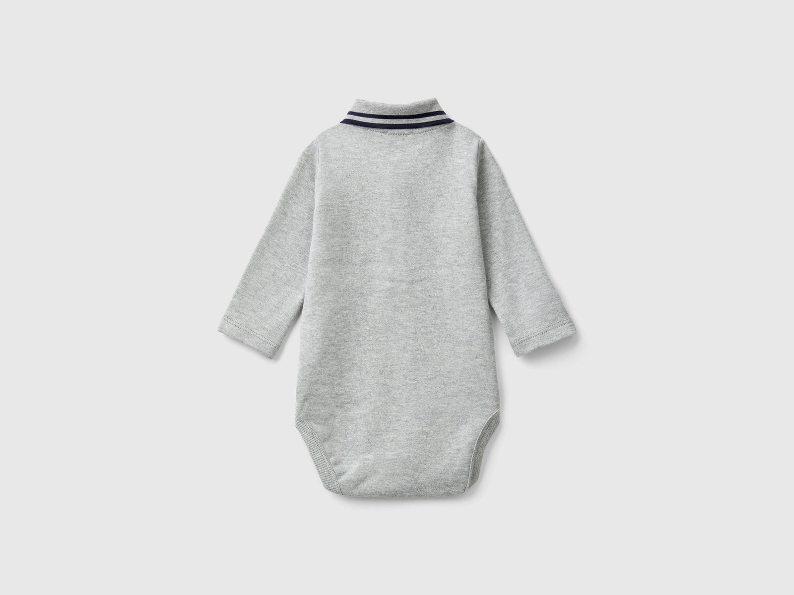 Body a polo in cotone bio da neonato grigio chiaro 2 | Benetton Outlet
