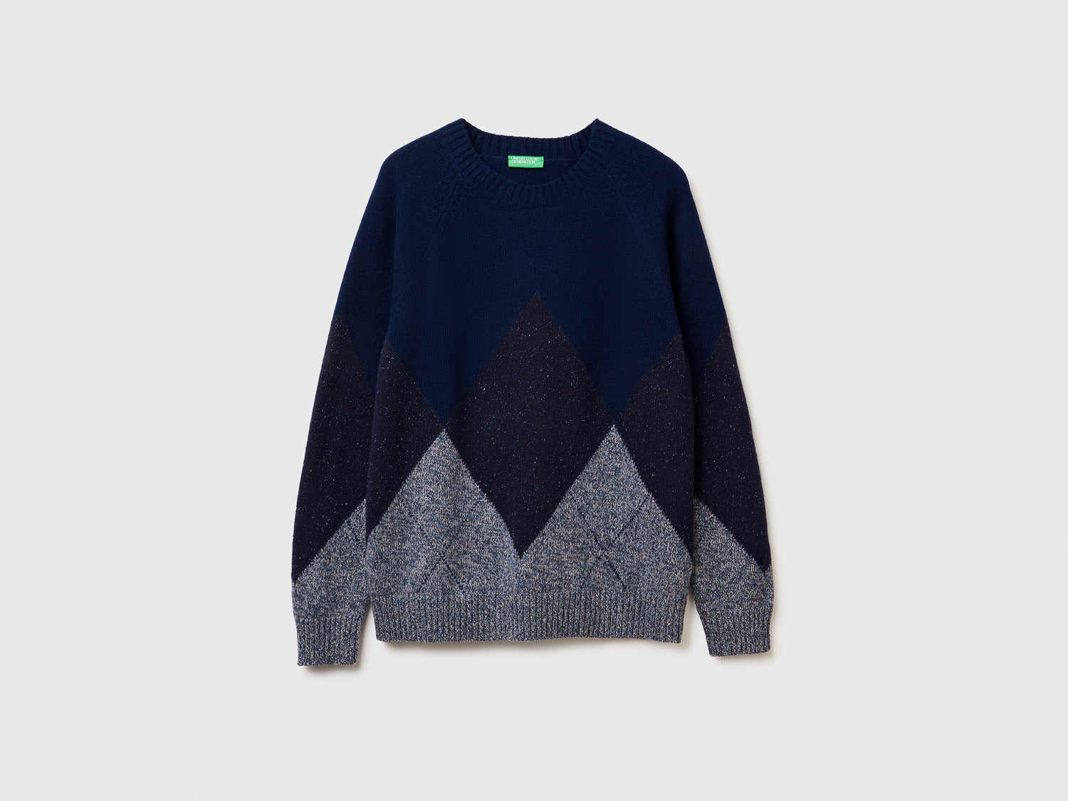 Maglione a rombi in misto lana da uomo blu scuro | Benetton Outlet