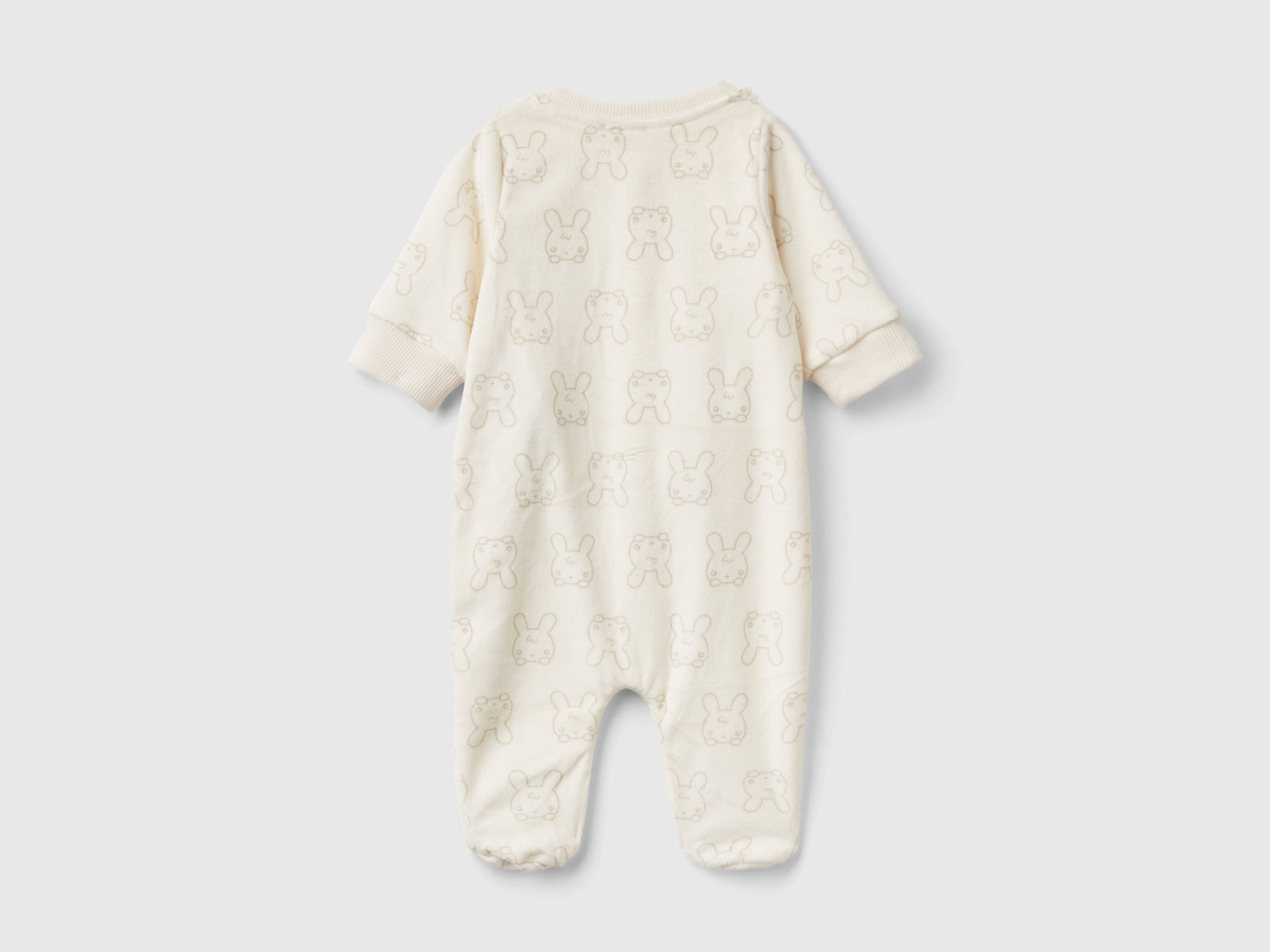 Tutina lunga con stampa coniglietto da neonato bianco panna 2 | Benetton Outlet