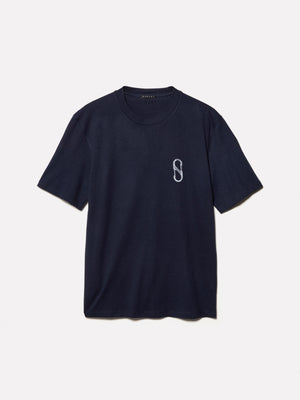 T-shirt blu con stampa