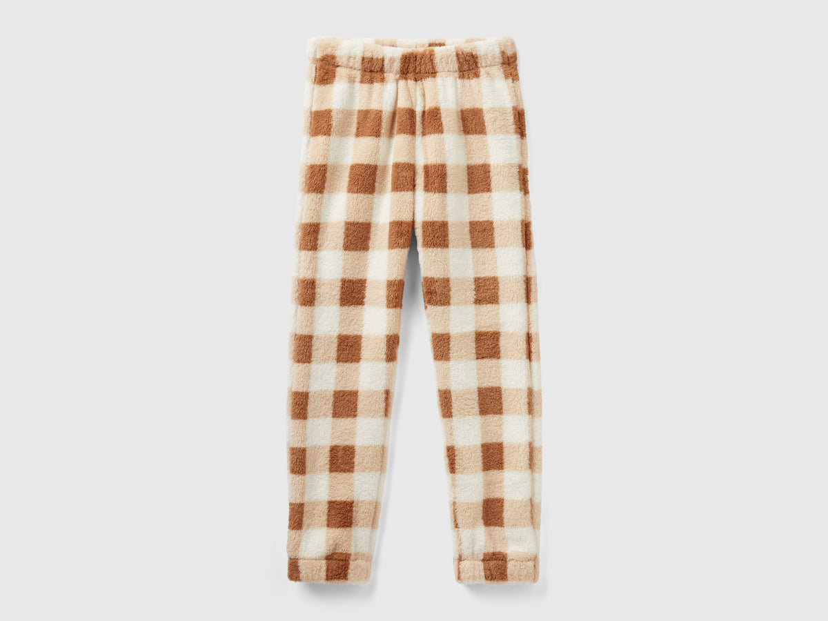Pantaloni a quadri in pelliccetta